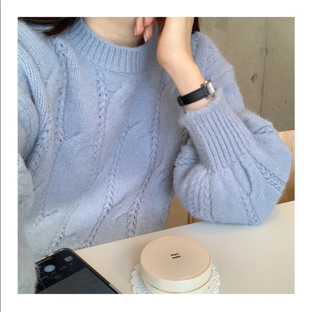 Blue Cable Knit Sweater